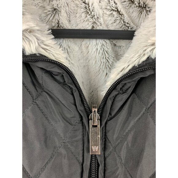Weatherproof Womens Quilted Vest M Faux Fur Lined Black/Gray - Picture 4 of 6